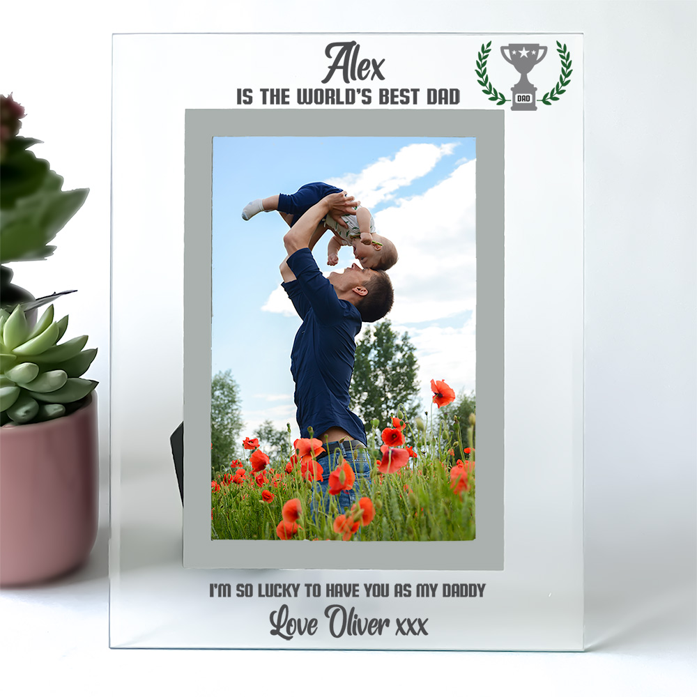 Dad Photo Frame Gift Personalise with Any Name Is The World's Best Dad 6x4'' or 7x5''